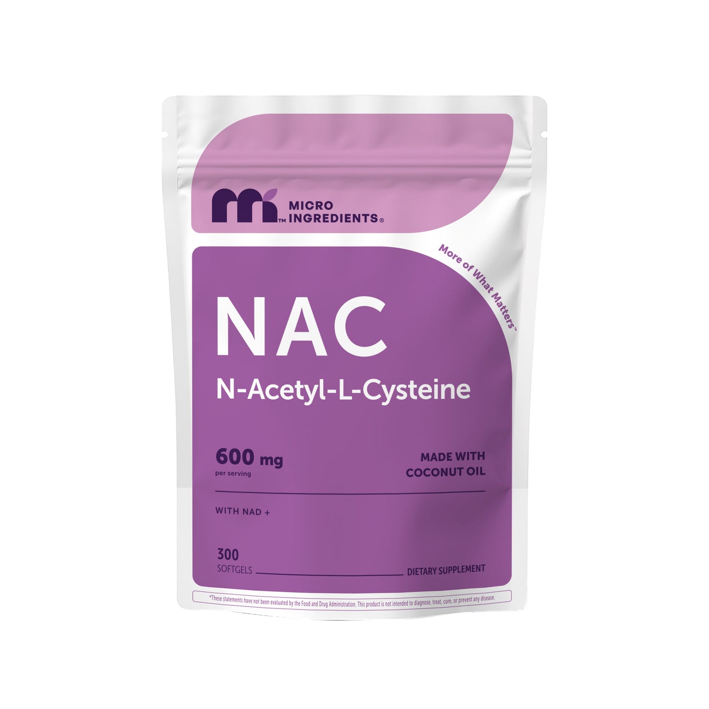 Micro Ingredients NAC 600mg with NAD+, N-Acetyl L-Cysteine + Nicotinamide + MCT Oil, Cellular Energy & Antioxidant Support