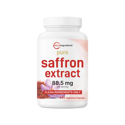 Micro Ingredients Pure Saffron Extract 88.5mg, 240 Veggie Capsules with High Absorption Fat-Soluble Vitamin C