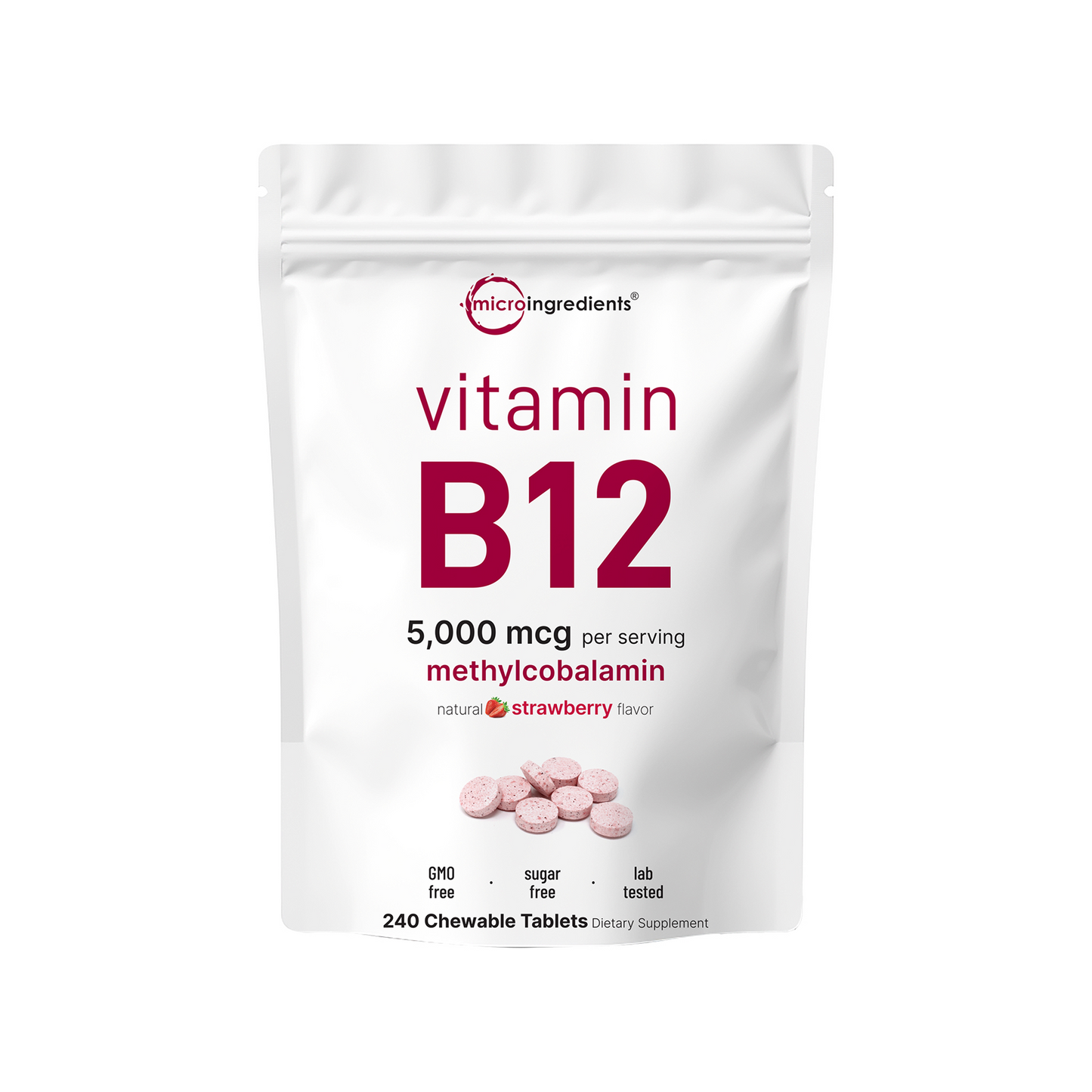 Micro Ingredients Vitamin B12 1,000mcg | Methyl B12 Active Form | 365 Chewable Tablets