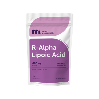 Micro Ingredients R Alpha Lipoic Acid 600mg with Coconut Oil, 120 Softgels