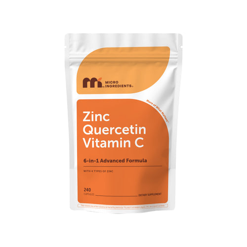 Micro Ingredients Zinc Quercetin 6-in-1 Complex with Vitamin C, 240 Capsules