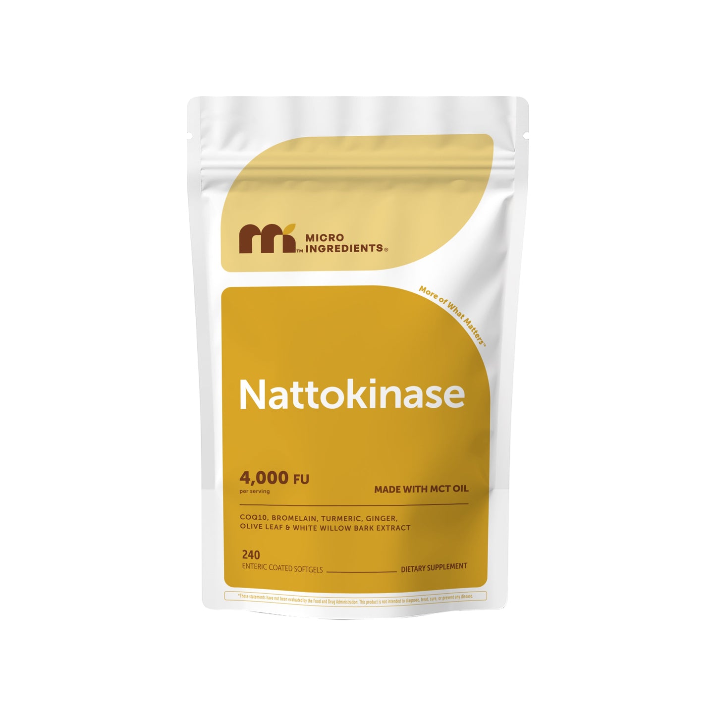 Micro Ingredients Nattokinase 4,000 FU Equivalent, Enteric Coated Softgels with MCT Oil