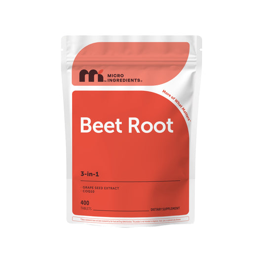 Micro Ingredients Beet Root 3-in-1 Complex with Grape Seed Extract & CoQ10, 400 Tablets