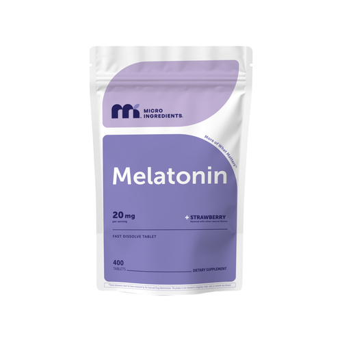Micro Ingredients Melatonin 20mg Tablets, 400 Counts, Natural Strawberry Flavor