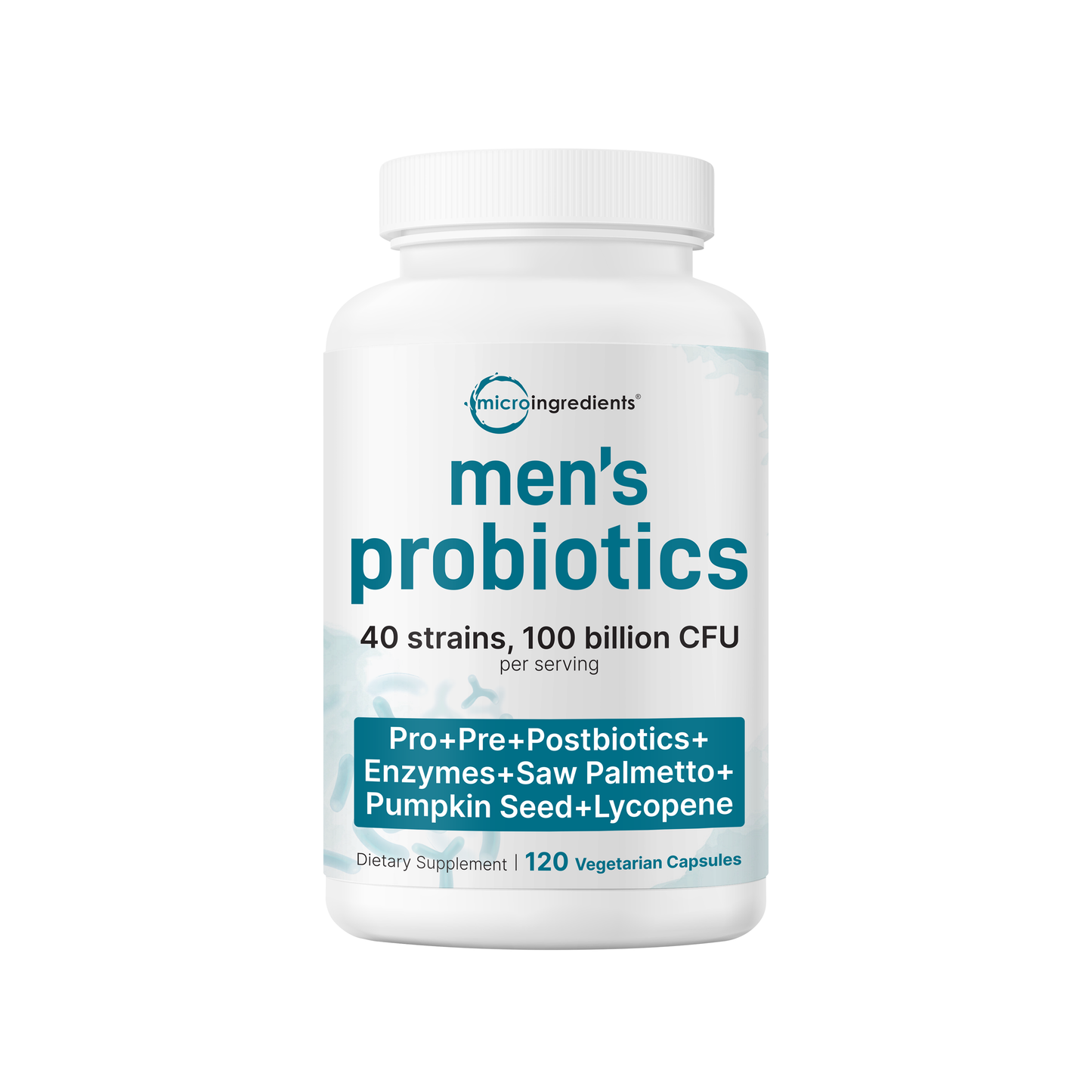 Micro Ingredients Men's Probiotics 40 strains 100 billion CFU, 120 Vegetarian Capsules