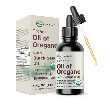 Micro Ingredients Organic Oil of Oregano with Black Seed Oil, 4 fl oz, 2-in-1 Dropper