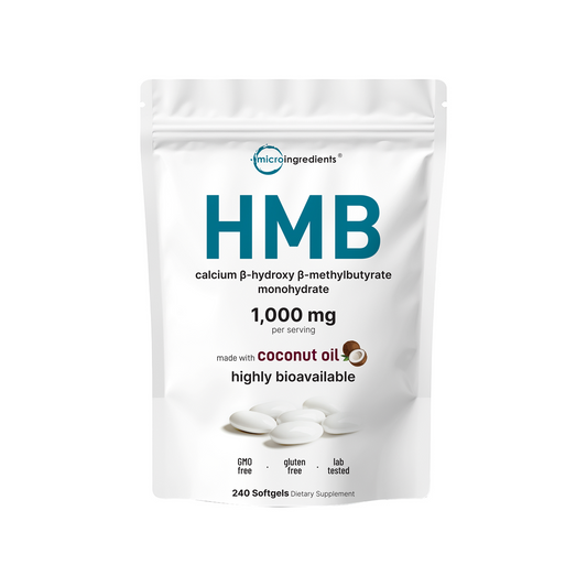 Micro Ingredients HMB 1,000mg, 240 Softgels with Coconut Oil, Highly Bioavailable