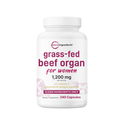 Micro Ingredients Grass-fed Beef Organ for Women 1200mg, 240 Capsules