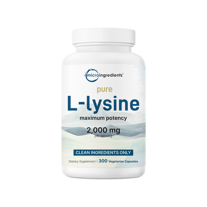 Micro Ingredients Pure L-Lysine 2,000mg, 300 Veggie Capsules