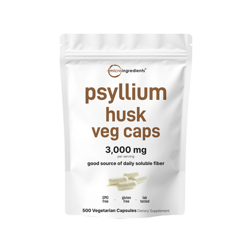 Micro Ingredients Psyllium Husk Veg Caps 3,000mg, 500 Capsules
