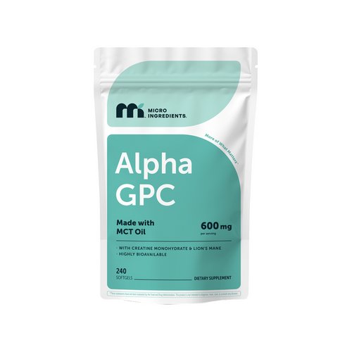 Micro Ingredients Alpha GPC 600mg with MCT Oil, 240 Softgels