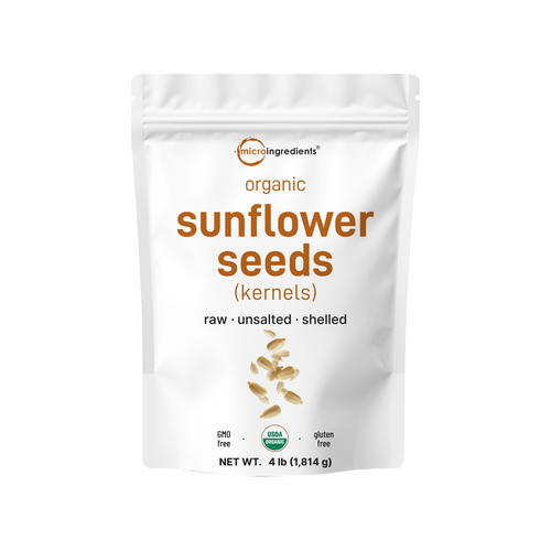 Micro Ingredients Organic Sunflower Seeds, 4lbs, Raw, Unsalted, & Shelled