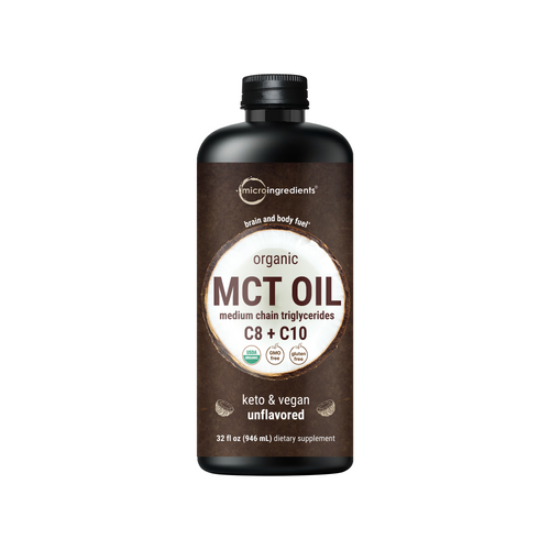 Micro Ingredients Organic MCT Oil, 32 fl oz | Rich in C8 + C10 Fatty Acid