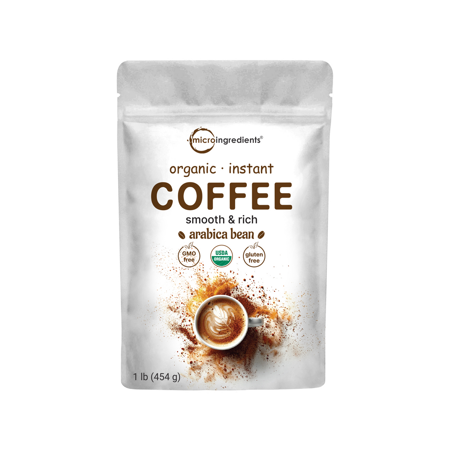 Micro Ingredients Organic Instant Coffee, 1lb Powder | Premium Arabica Coffee Beans Source