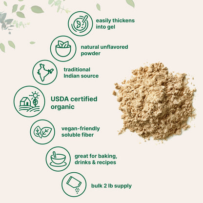 Organic Psyllium Husk Powder, 2 Pounds (32oz) - Unflavored