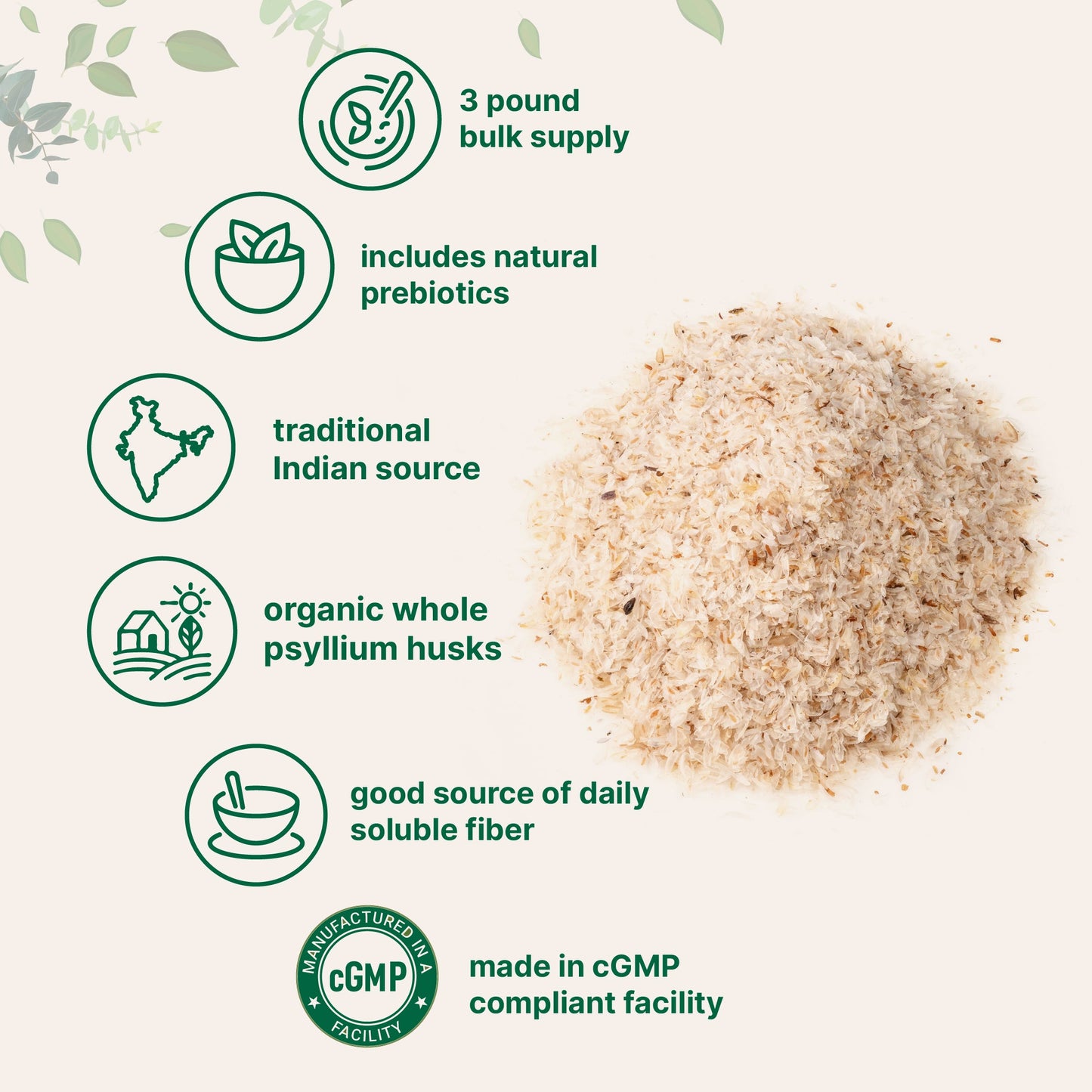 Micro Ingredients Organic Whole Psyllium Husks, 3lbs