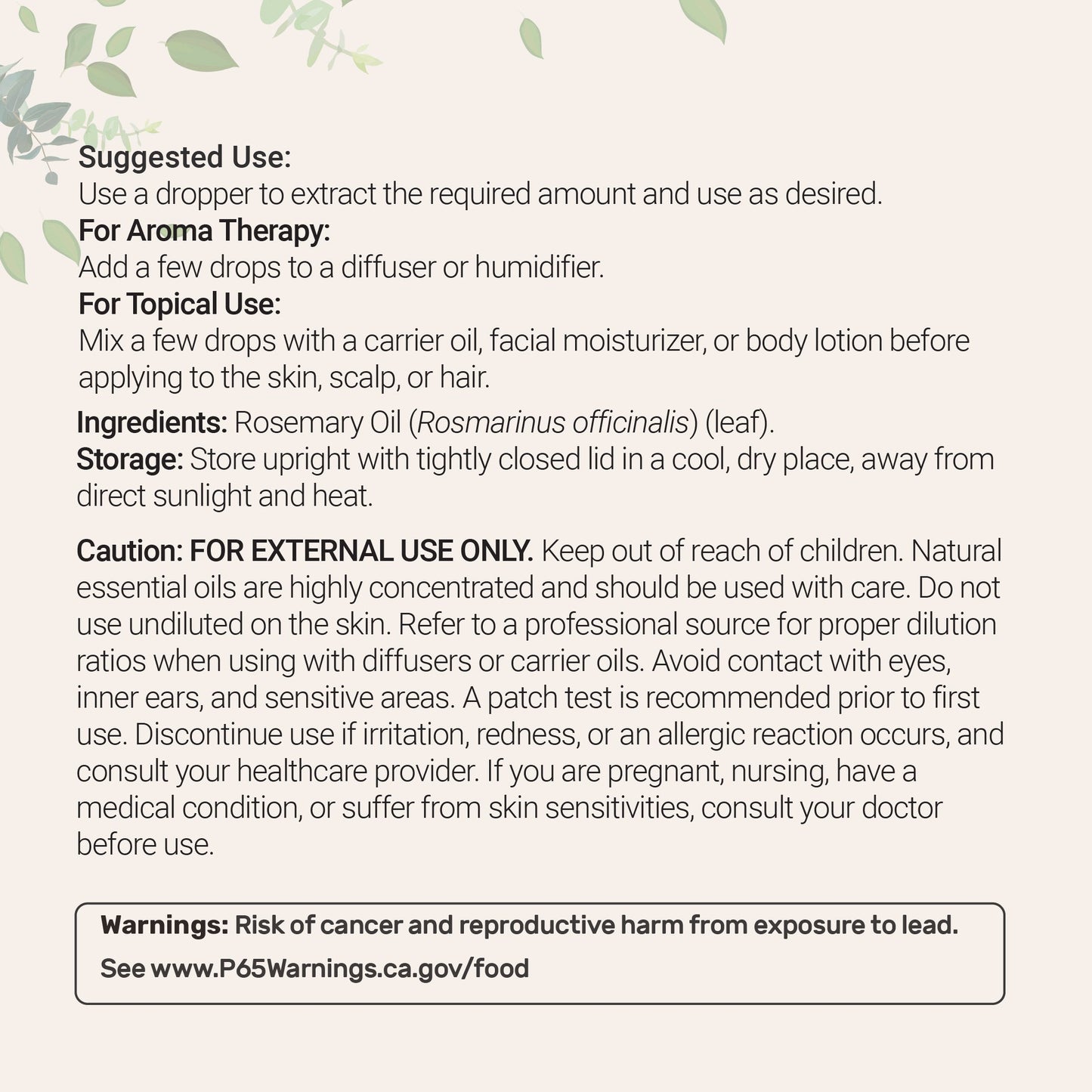 Micro Ingredients Pure Rosemary Essential Oil 8 floz (237mL)