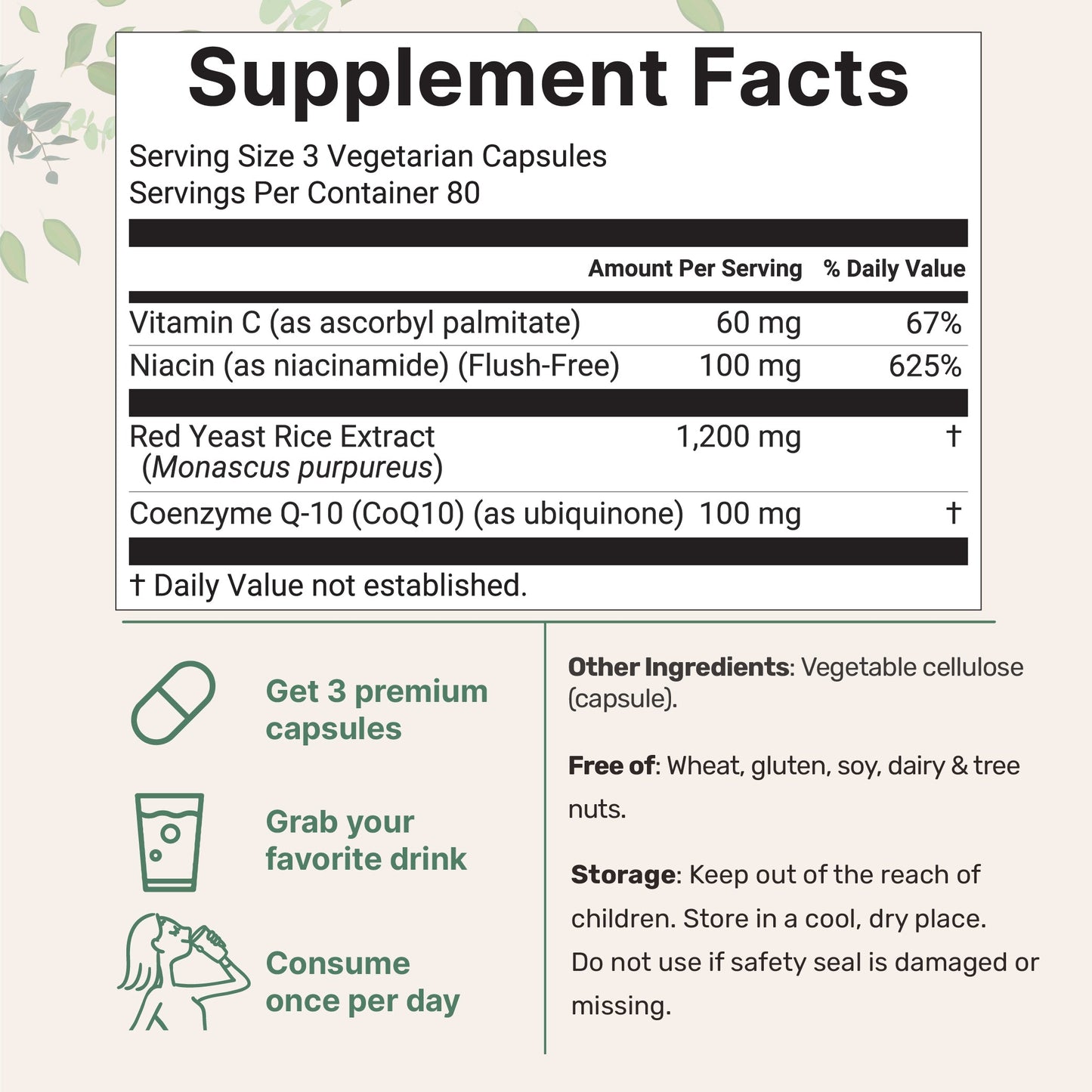 Micro Ingredients Red Yeast Rice 1,200mg with CoQ10 100mg, 240 Veggie Capsules
