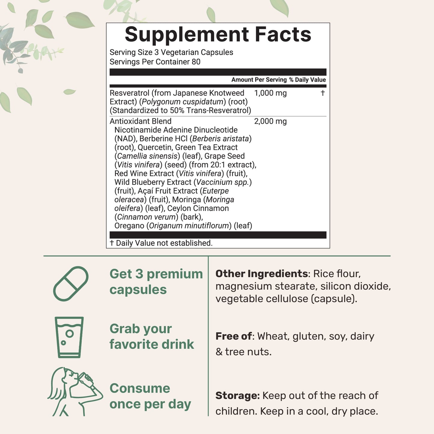 Micro Ingredients Resveratrol Supplement 3,000mg, 240 Veggie Capsules