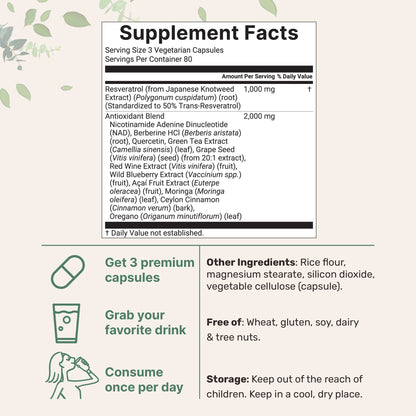 Micro Ingredients Resveratrol Supplement 3,000mg, 240 Veggie Capsules