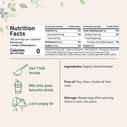 Micro Ingredients Pure Organic Stevia Powder, 4 Ounces