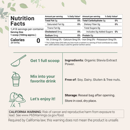 Micro Ingredients Organic Stevia Powder 8 Ounce