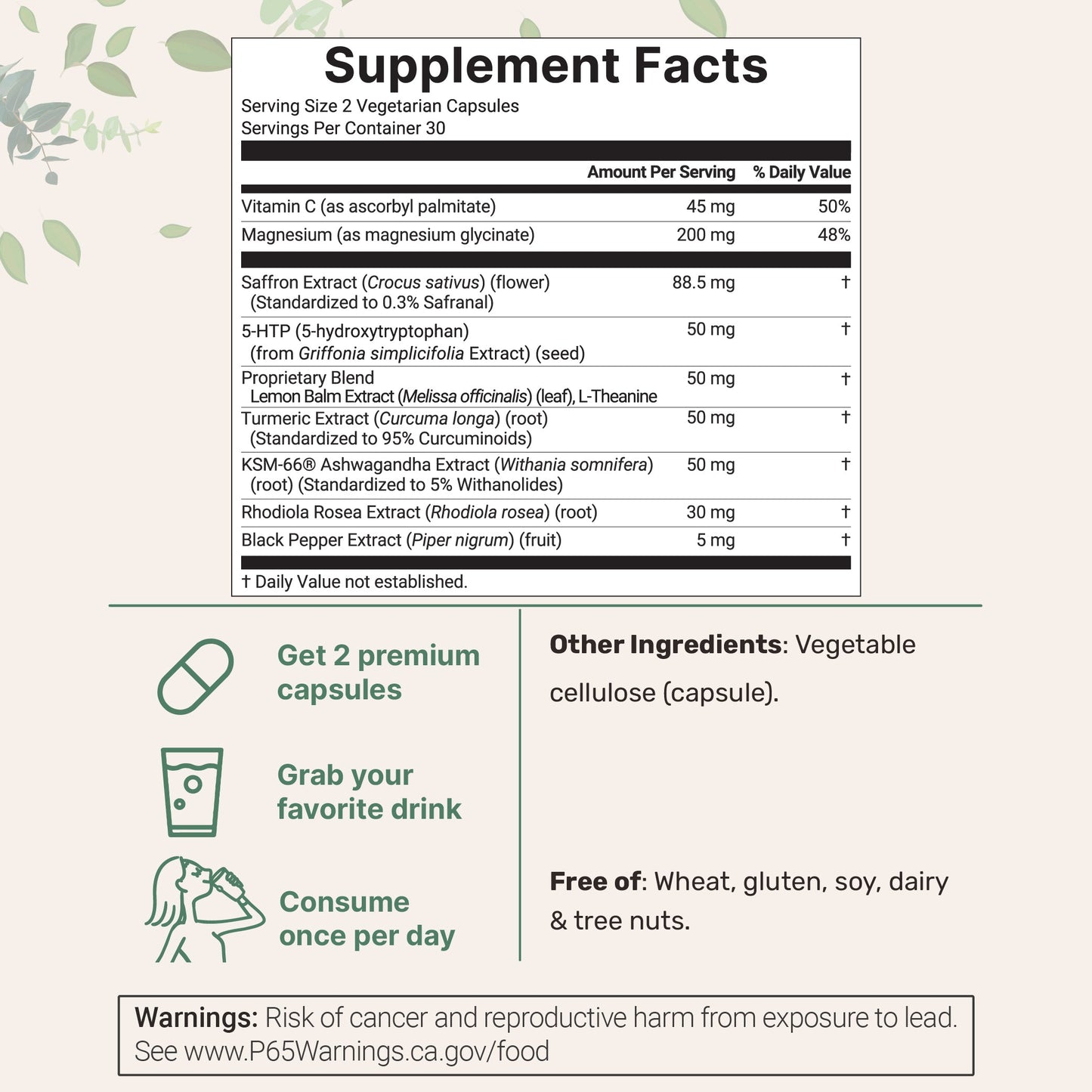 Micro Ingredients Saffron+ Advanced Supplements Veggie Capsules
