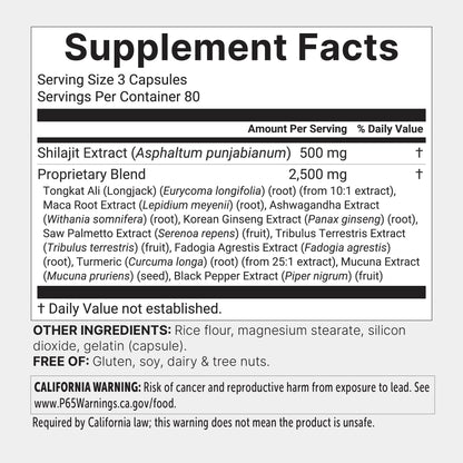 Micro Ingredients Shilajit 11-in-1 3000mg, 240 Capsules