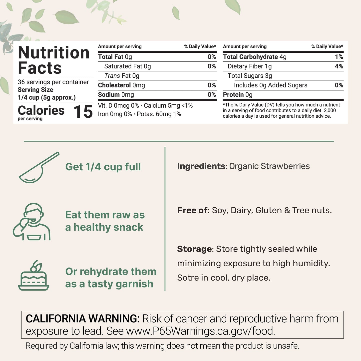Micro Ingredients Organic Freeze Dried Strawberries Sliced, 6.4oz