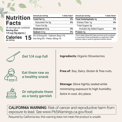 Micro Ingredients Organic Freeze Dried Strawberries Sliced, 6.4oz