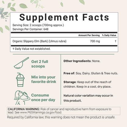 Micro Ingredients Organic Slippery Elm Bark Powder 1lb