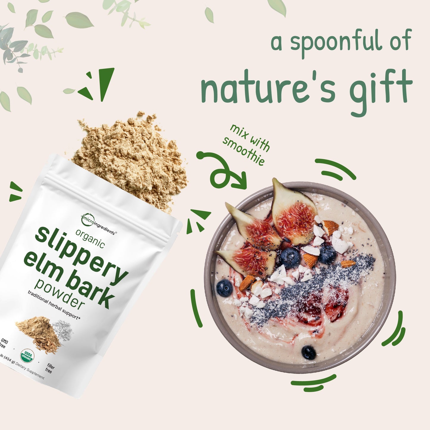 Micro Ingredients Organic Slippery Elm Bark Powder 1lb