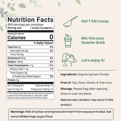 Micro Ingredients Organic Spinach Powder, 1lb