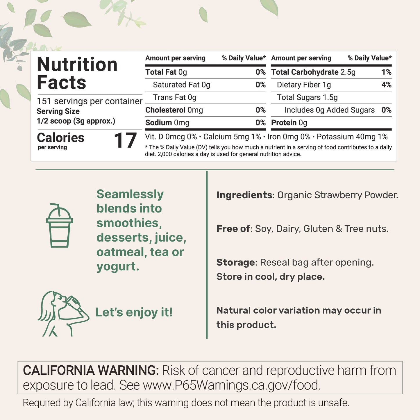 Micro Ingredients Organic Freeze-Dried Strawberry Powder 1 lb