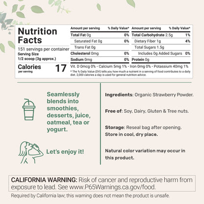 Micro Ingredients Organic Freeze-Dried Strawberry Powder 1 lb