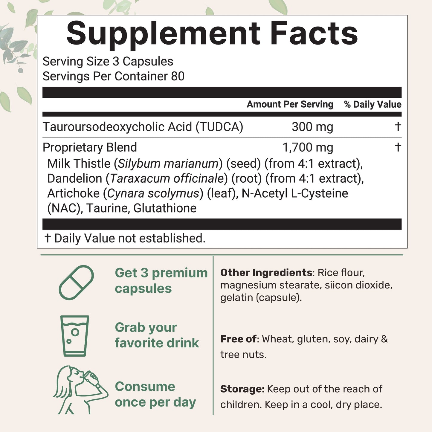 Micro Ingredients TUDCA 2,000mg Bile Salts Supplement, 240 Capsules