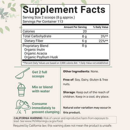 Micro Ingredients Organic Triple Fiber Powder, 2lb