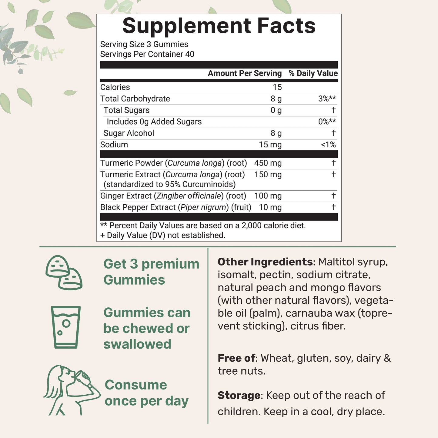 Micro Ingredients Turmeric Ginger Gummies, 120 Count