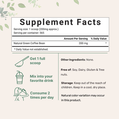 Micro Ingredients Green Coffee Bean Powder, 4oz