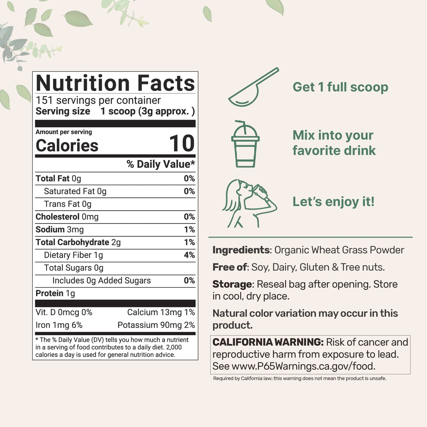 Micro Ingredients Organic Wheat Grass Powder