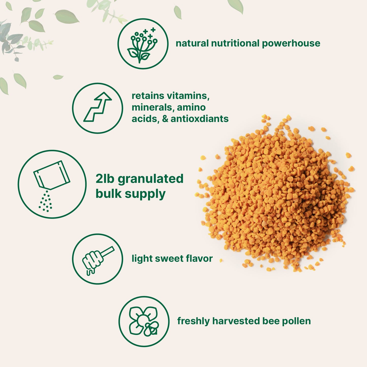Micro Ingredients Fresh Bee Pollen Whole Granules, 2 Pounds