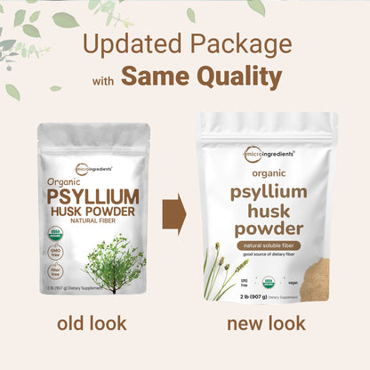 Organic Psyllium Husk Powder, 2 Pounds (32oz) - Unflavored