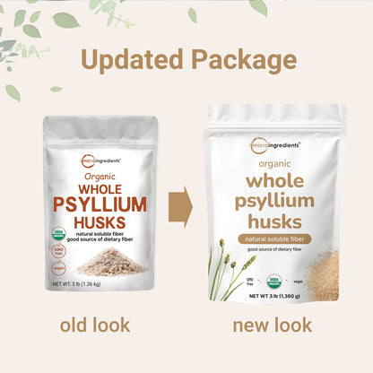 Micro Ingredients Organic Whole Psyllium Husks, 3lbs