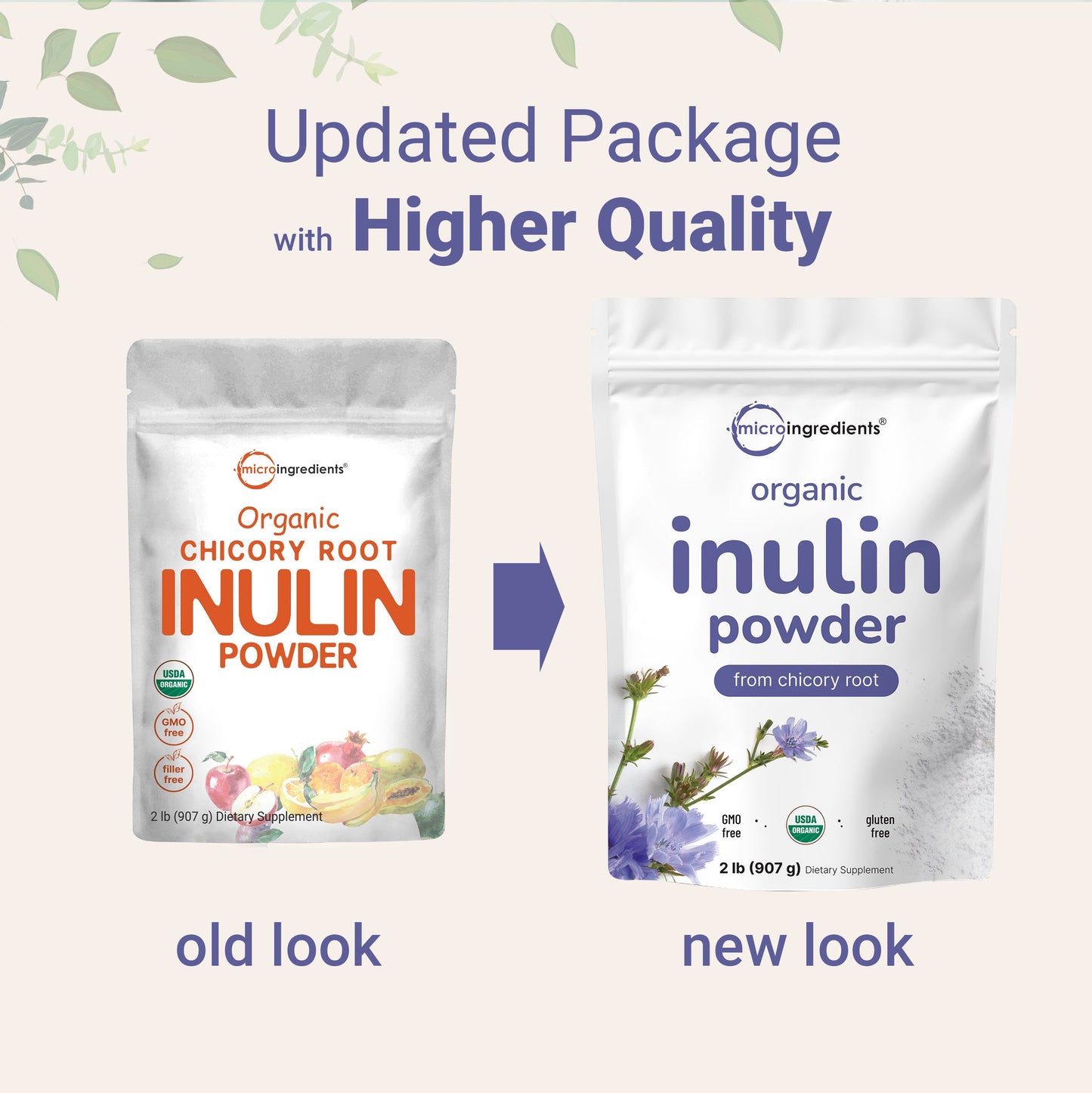 Micro Ingredients Organic Chicory Inulin Powder, 2lb
