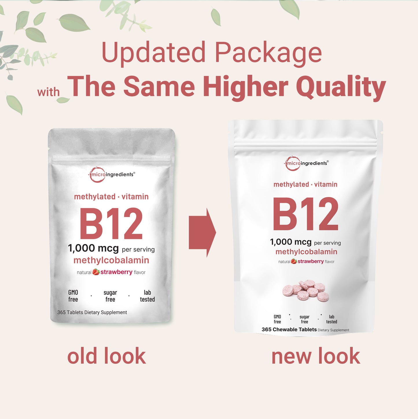 Micro Ingredients Vitamin B12 1,000mcg | Methyl B12 Active Form | 365 Chewable Tablets