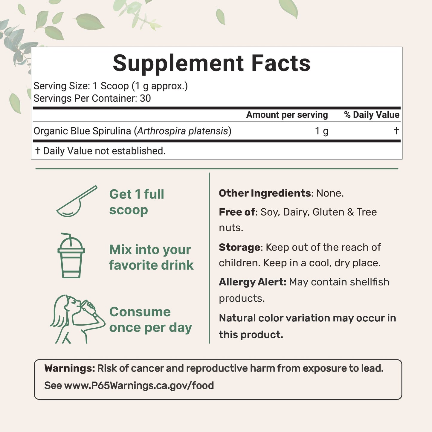 Micro Ingredients Organic Blue Spirulina Powder (Phycocyanin Extract) - No Fishy Smell, 100% Vegan Protein from Blue-Green Algae