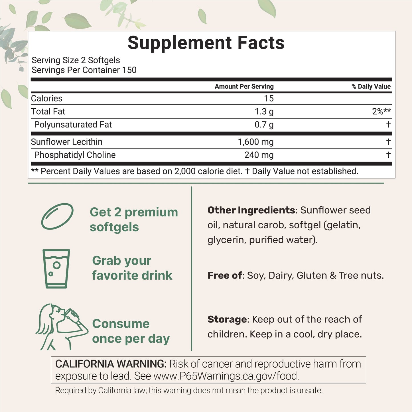 Micro Ingredients Organic Sunflower Lecithin Powder / Softgels