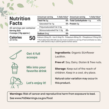 Micro Ingredients Organic Sunflower Lecithin Powder / Softgels